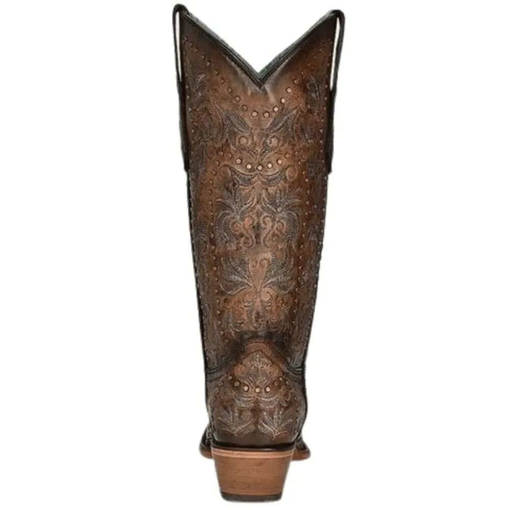 NEW Corral Maple Brown Embroidery Stud Snip‎ Toe Western Boots Size 6M Cowgirl